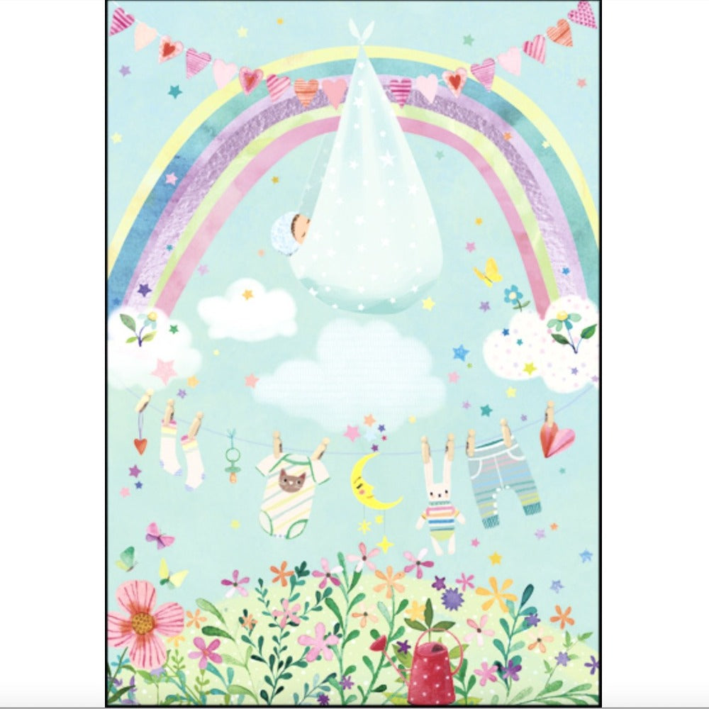 Baby Clothes Rainbow Greeting Card