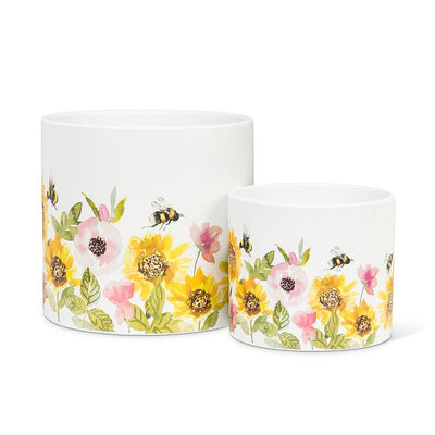 Sunflowers & Bees Large Planter