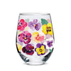 Pansies Stemless Wine Glass |  Putti Fine Furnishings Canada