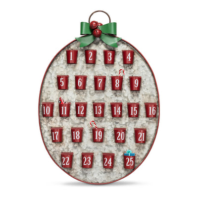 Rustic Oval Metal Advent Calendar | Putti Christmas Celebrations