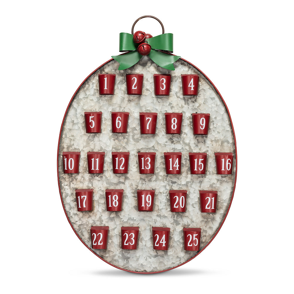 Rustic Oval Metal Advent Calendar | Putti Christmas Celebrations 