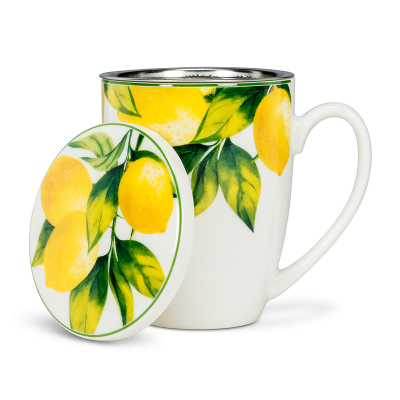 Lemon Tree Covered Mug & Strainer | Putti Fine Furnishings Canada