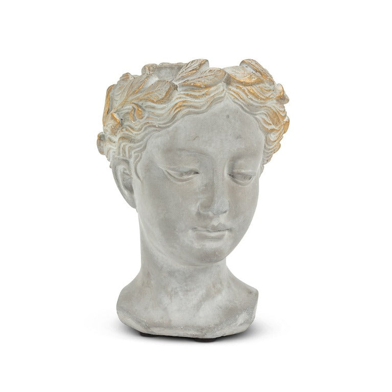 Woman Head Planter with Gold Detailing  - Extra Small