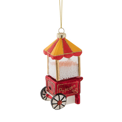 Popcorn Cart Glass Ornament