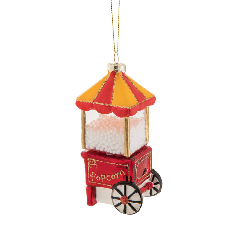 Popcorn Cart Glass Ornament
