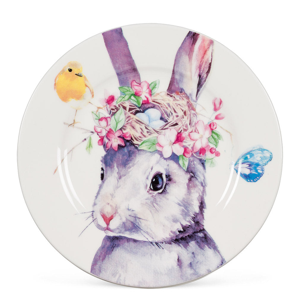 Rabbit with Nest Small Plate | Putti Fine Furnishings Canada 
