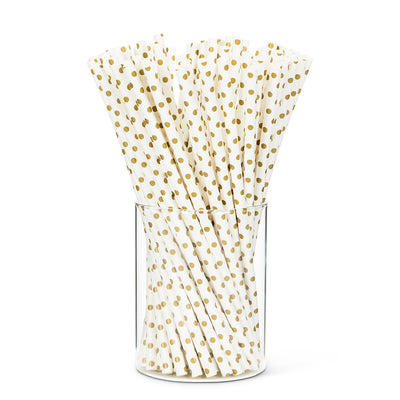 Straws with Gold Dots - Box of 100