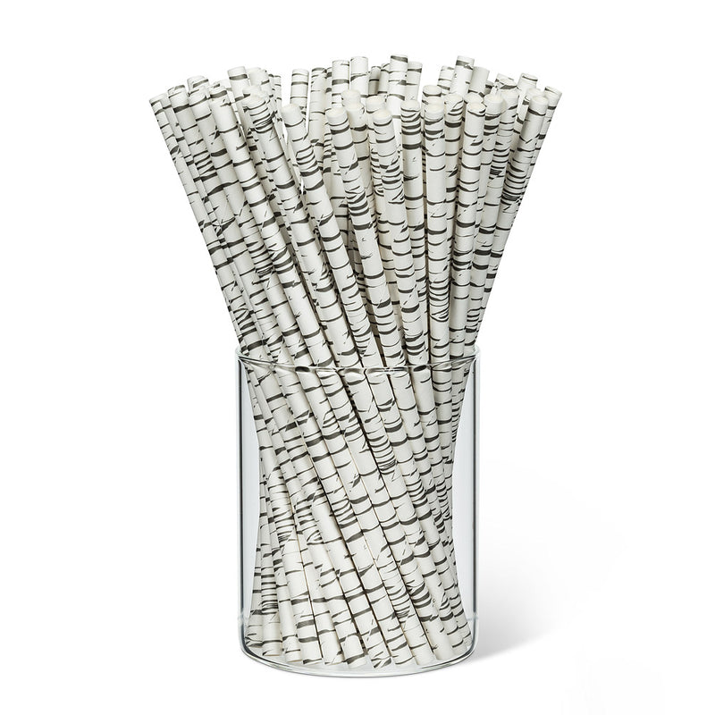 Straws with Birch Print - Box of 100