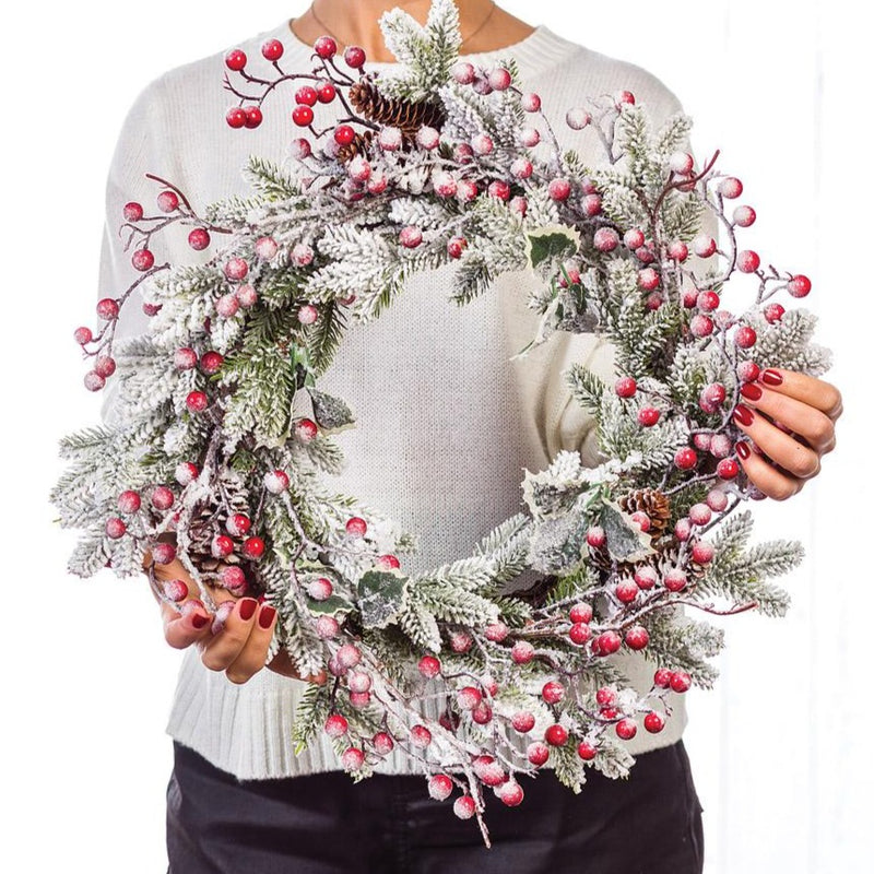 Frosty Wreath with Berries  | Putti Christmas Canada