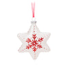 White Star with Red Snowflake Glass Ornament | Putti Christmas Canada
