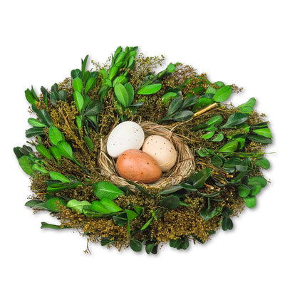 Boxwood Nest with Eggs