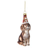 Dog in Party Hat Glass Ornament - Putti Celebrations