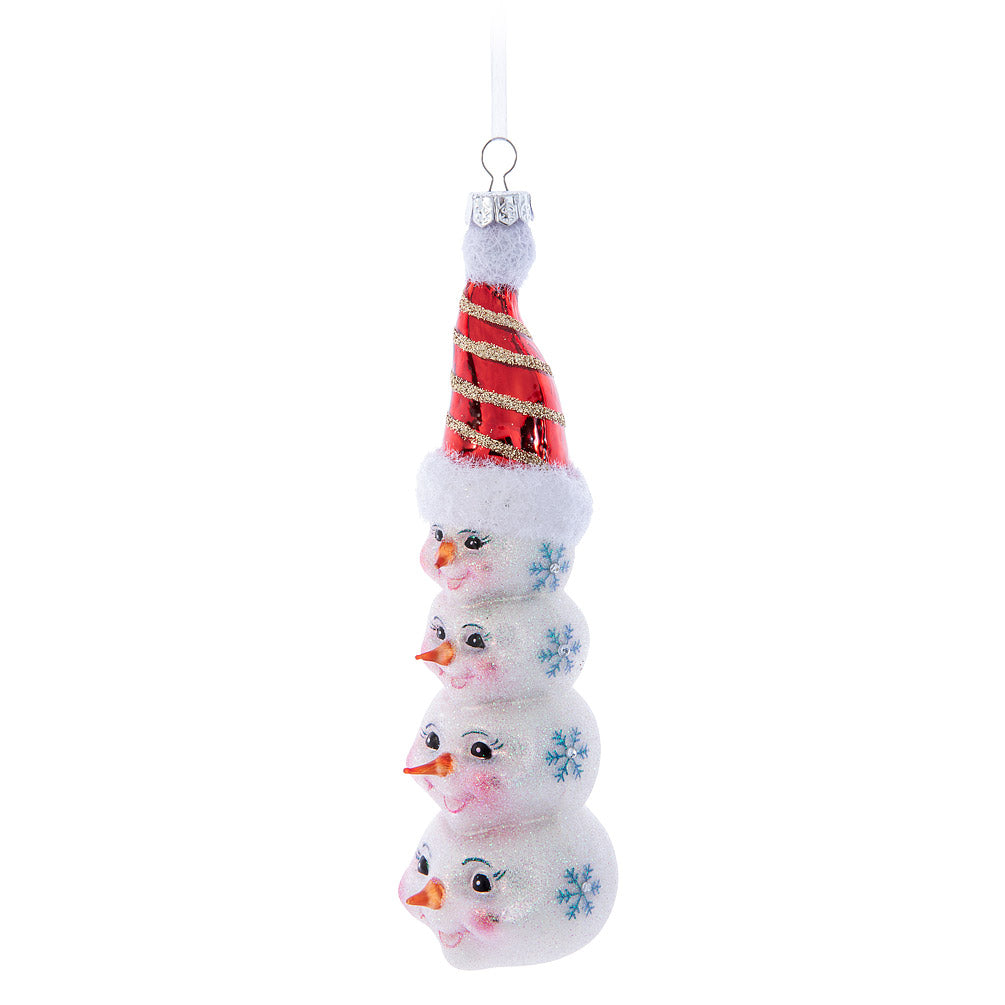 Stacked Snowman Glass Ornament | Putti Christmas Celebrations Canada 
