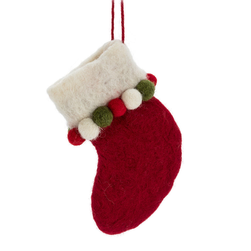 Pompom Stocking Felt Ornament - Putti Christmas Canada