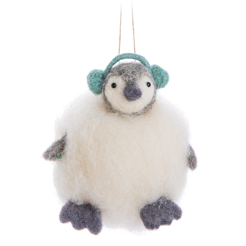 Penguin in Snowball Felt Ornament