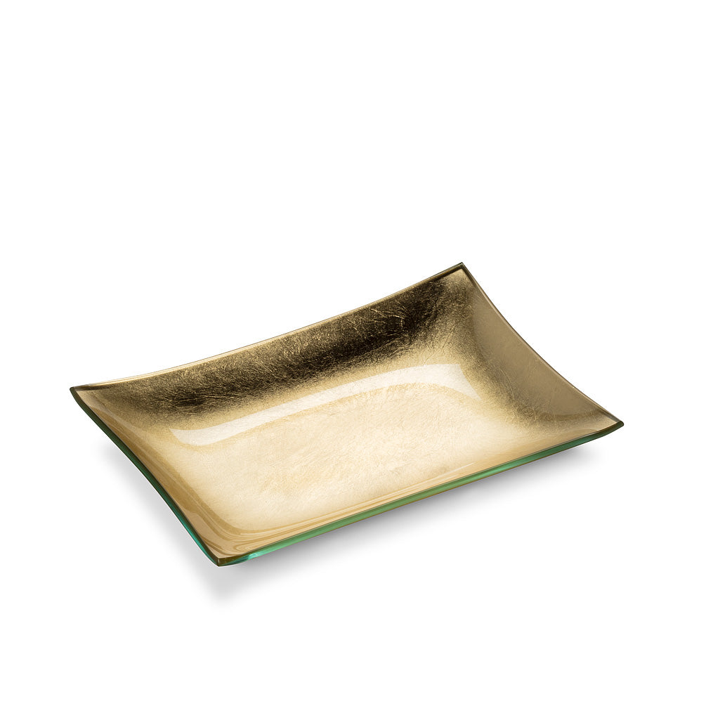 Small Rectangle Plate with Gold Foil - Putti Fine Furnishings Canada 