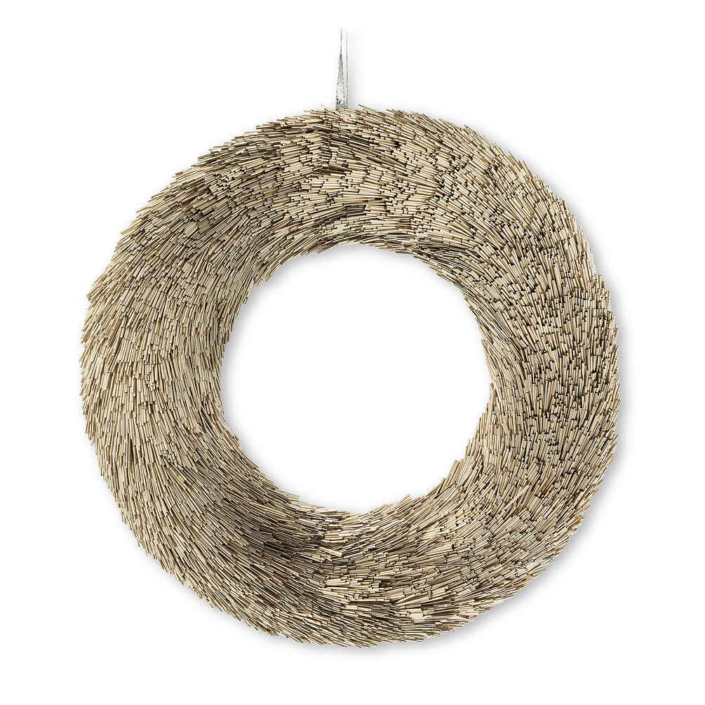 Medium Metallic Straw Wreath | Putti Christmas Celebrations 