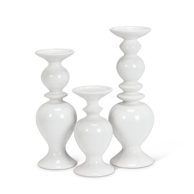 Small Shapely White Pillar Candle Holder
