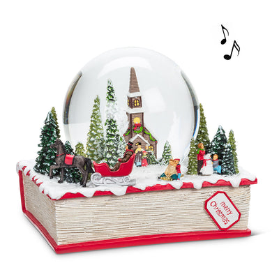 Lg Storybook Snow Globe w/Music-6.5"H | Putti Christmas Canada