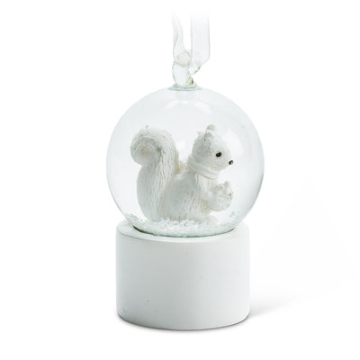 Winter White Squirrel Snow Globe Ornament | Putti Christmas Celebrations