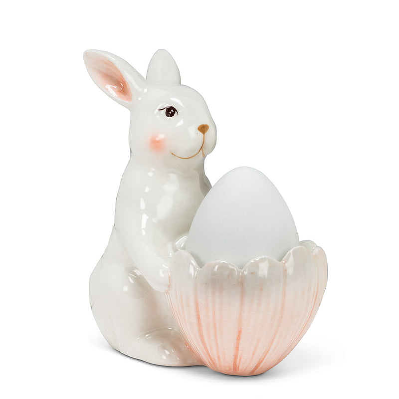 Rabbit with Flower Egg Cup | Putti Fine Furnishings 
