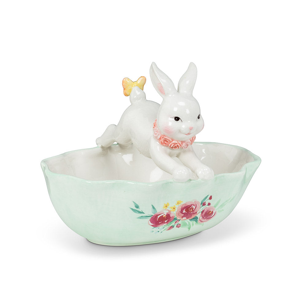 Leaping Bunny Handled Dish | Putti Fine Furnishings 