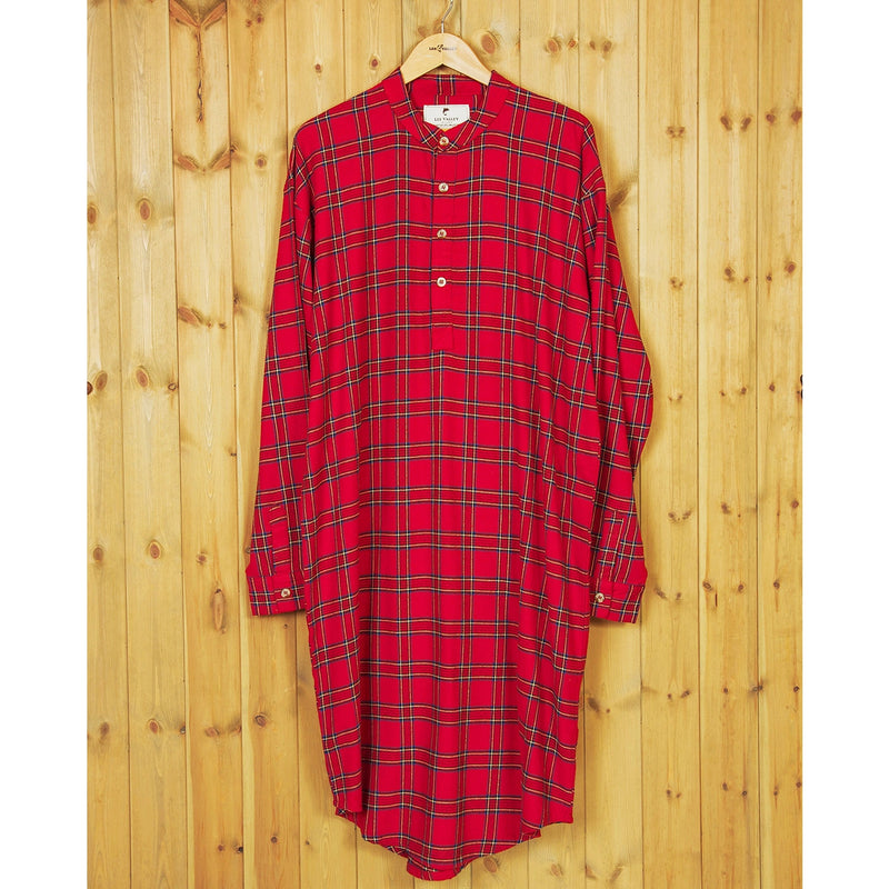 Men's Red Tartan Flannel Nightshirt