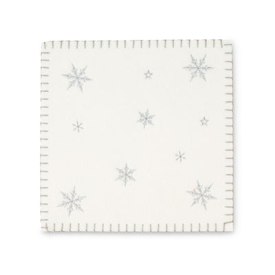 White Felt Trivet with Snowflake, AC-Abbott Collection, Putti Fine Furnishings