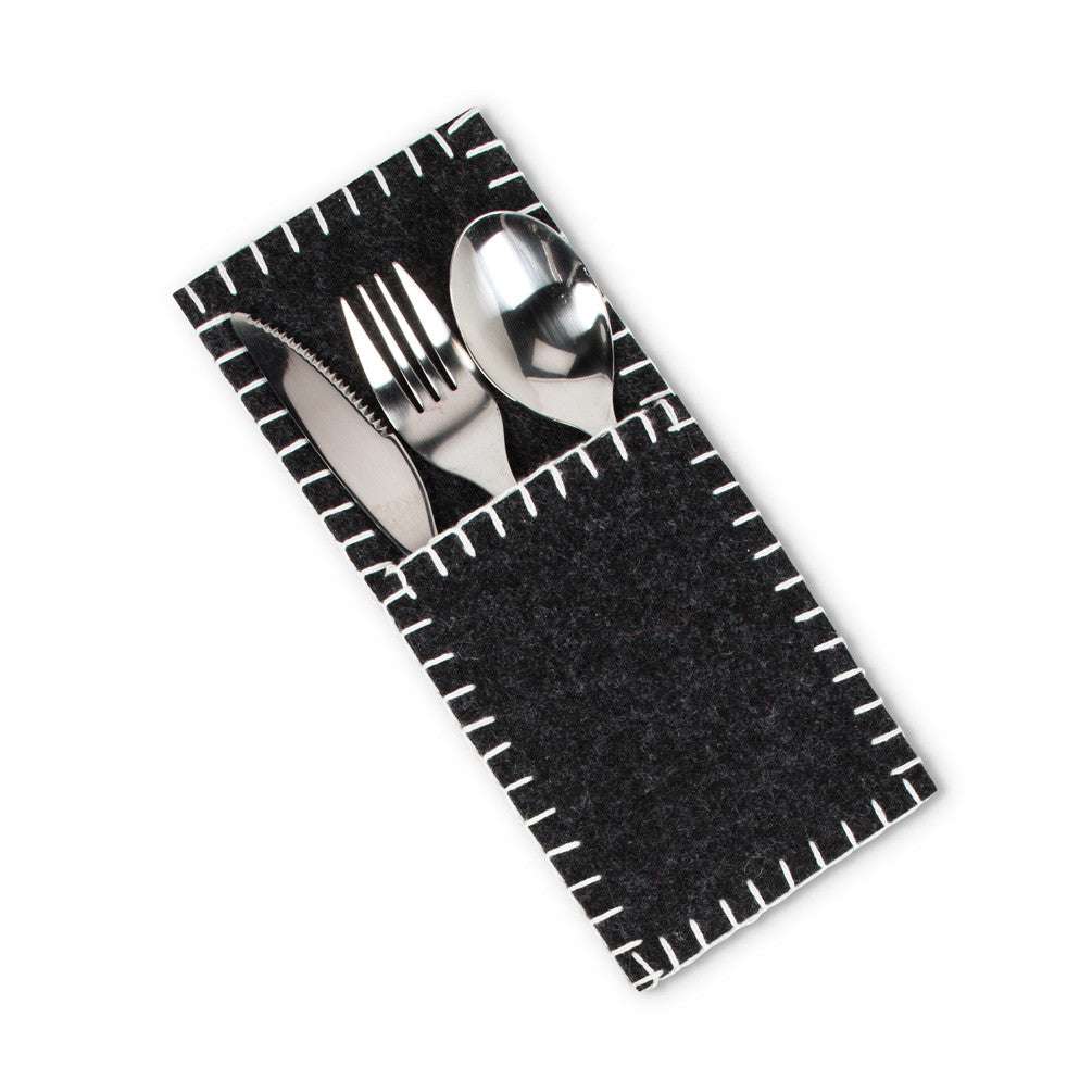 Edge Stitch Felt Pocket - Dark Grey -  Christmas - AC-Abbott Collection - Putti Fine Furnishings Toronto Canada