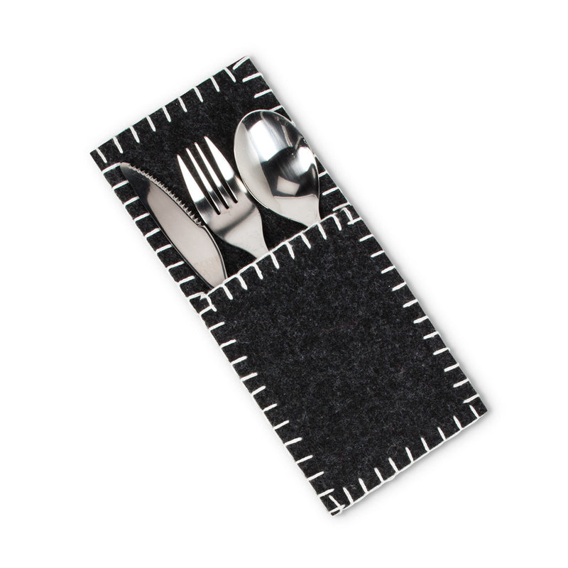 Edge Stitch Felt Pocket - Dark Grey -  Christmas - AC-Abbott Collection - Putti Fine Furnishings Toronto Canada