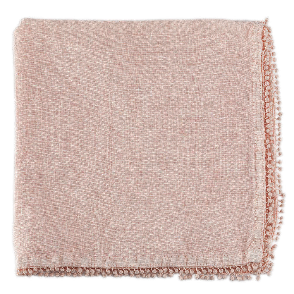 Linen Napkin with Ball Trim - Blush -  Tableware - AC-Abbot Collection - Putti Fine Furnishings Toronto Canada - 1