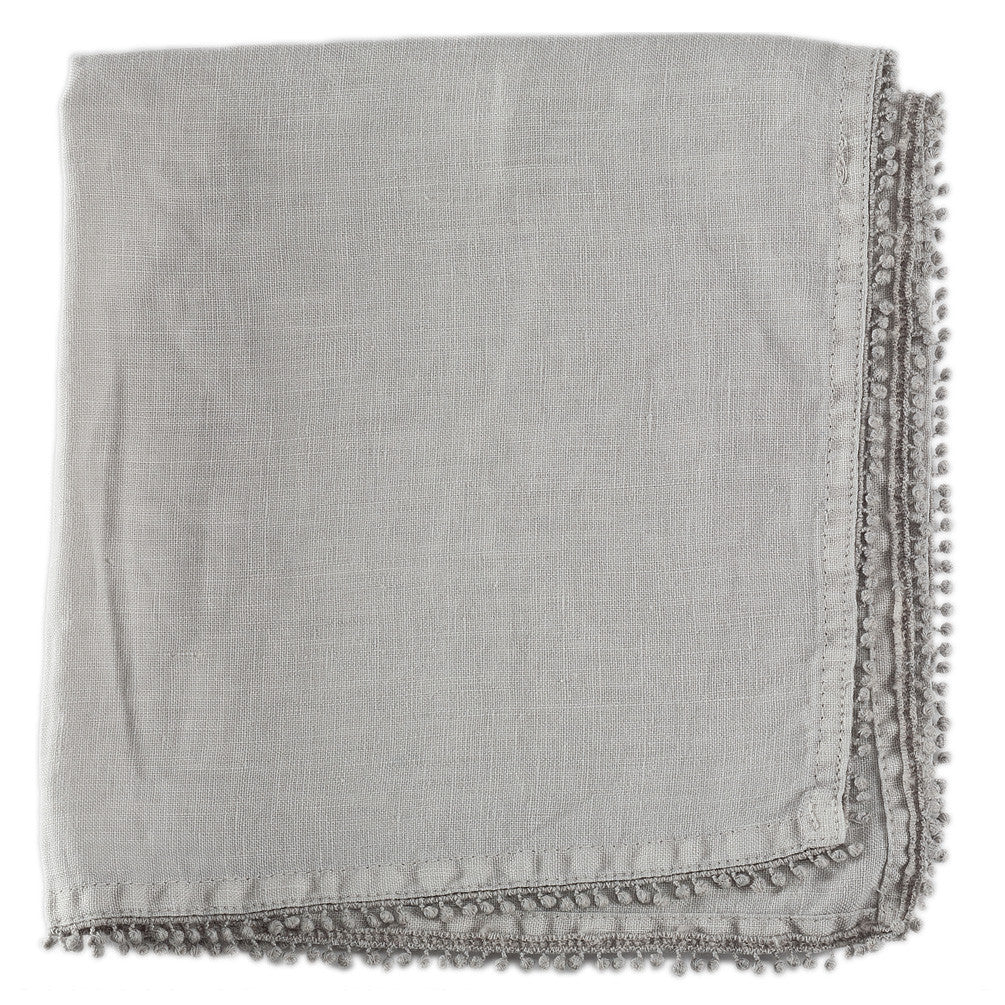 Linen Napkin with Ball Trim - Dove Grey -  Tableware - AC-Abbot Collection - Putti Fine Furnishings Toronto Canada - 1