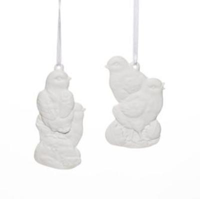  Flat White Bisque Chick and Egg Ornament, AC-Abbott Collection, Putti Fine Furnishings