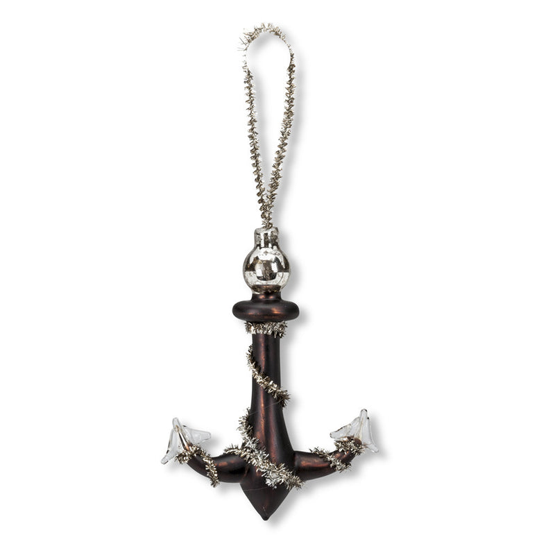 Glass Anchor with Vintage Tinsel Ornament -  Christmas - AC-Abbott Collection - Putti Fine Furnishings Toronto Canada