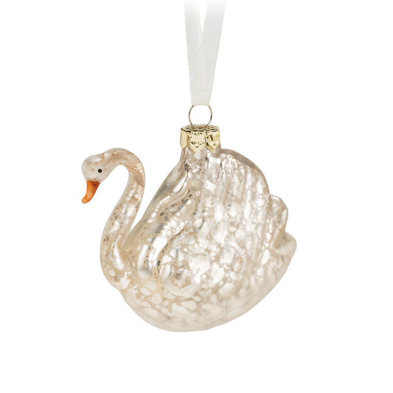 White Swan Glass Ornament-Christmas-AC-Abbott Collection-Putti Fine Furnishings