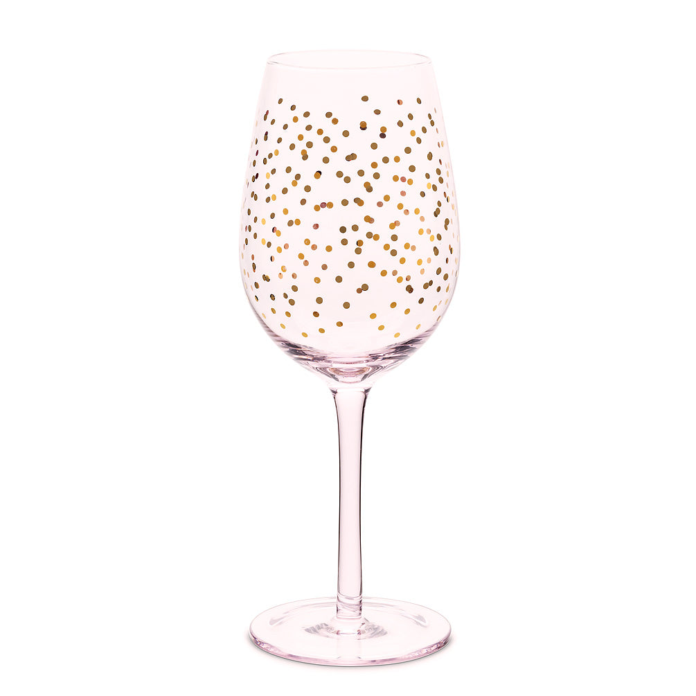 Pink Wine Goblet with Mini Dots - Putti Fine Furnishings Canada