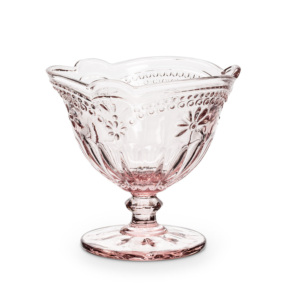 Pink Flower Pedestal Dish, AC-Abbott Collection, Putti Fine Furnishings