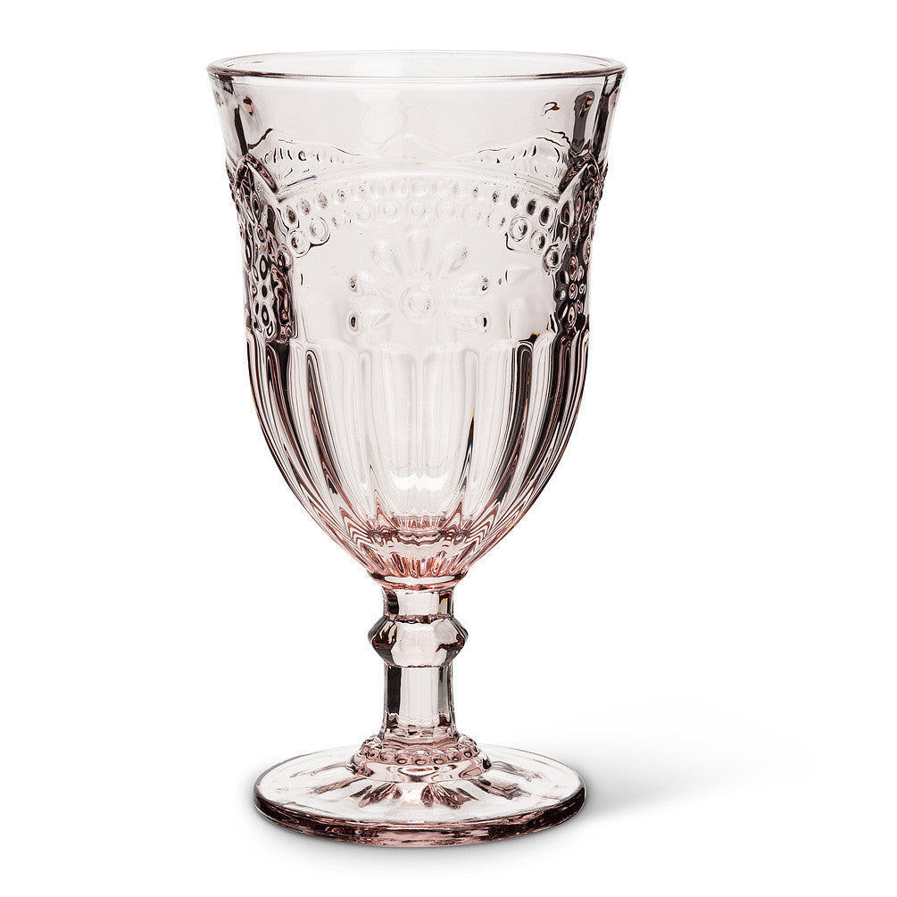 Pink Flower Wine Goblet -  Tableware - Abbot Collection - Putti Fine Furnishings Toronto Canada - 1