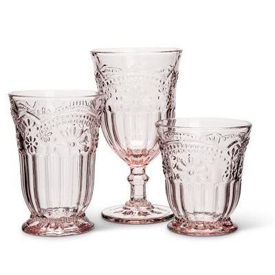 Pink Flower Wine Goblet -  Tableware - Abbot Collection - Putti Fine Furnishings Toronto Canada - 2