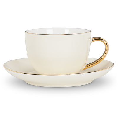 Cup and Saucer with Gold Handle - Cream -  Tableware - AC-Abbott Collection - Putti Fine Furnishings Toronto Canada - 1