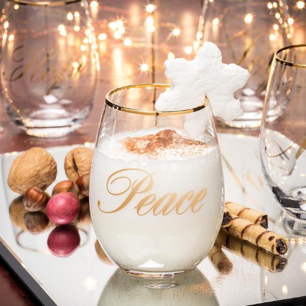  Holiday Words Stemless Goblets, AC-Abbott Collection, Putti Fine Furnishings