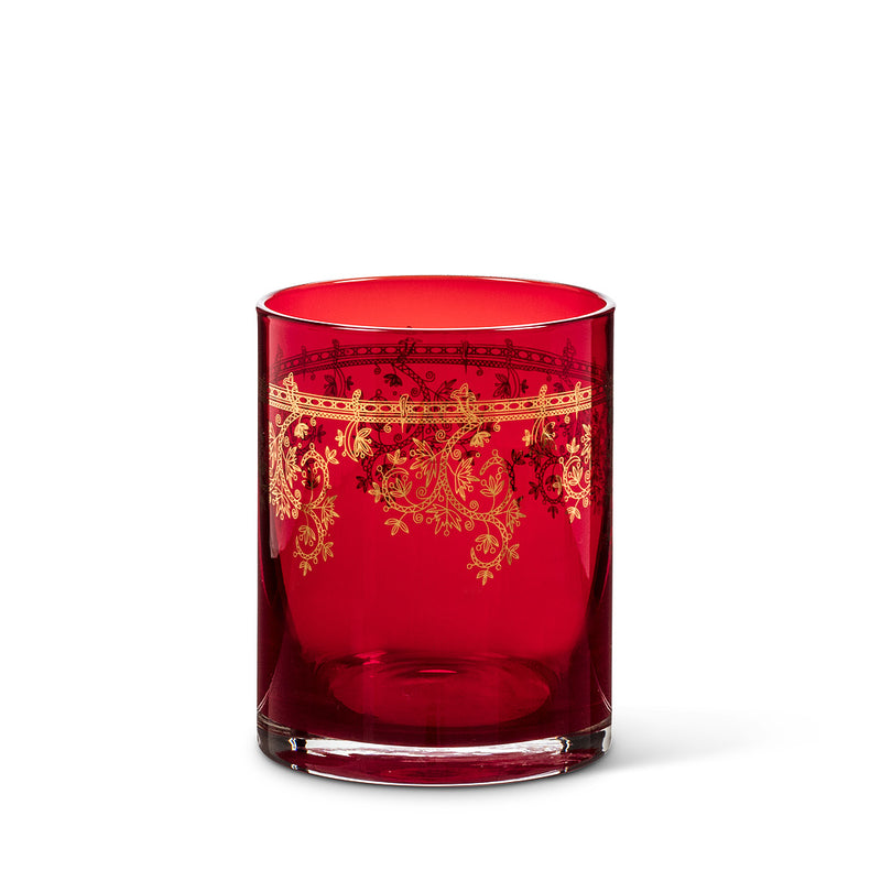 Red Tumbler with Gold Filigree
