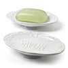 "Savon" Embossed Soap Dish, AC-Abbott Collection, Putti Fine Furnishings