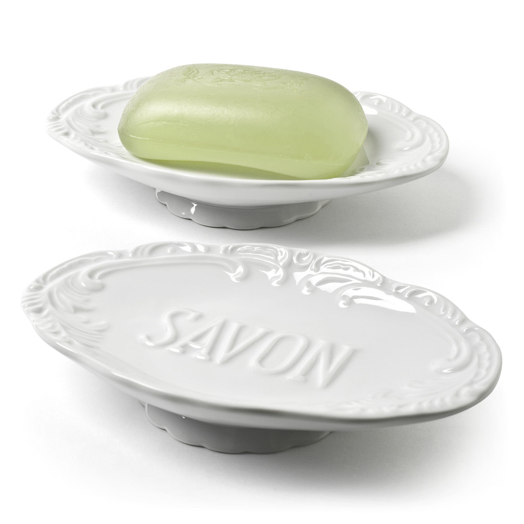  "Savon" Embossed Soap Dish, AC-Abbott Collection, Putti Fine Furnishings