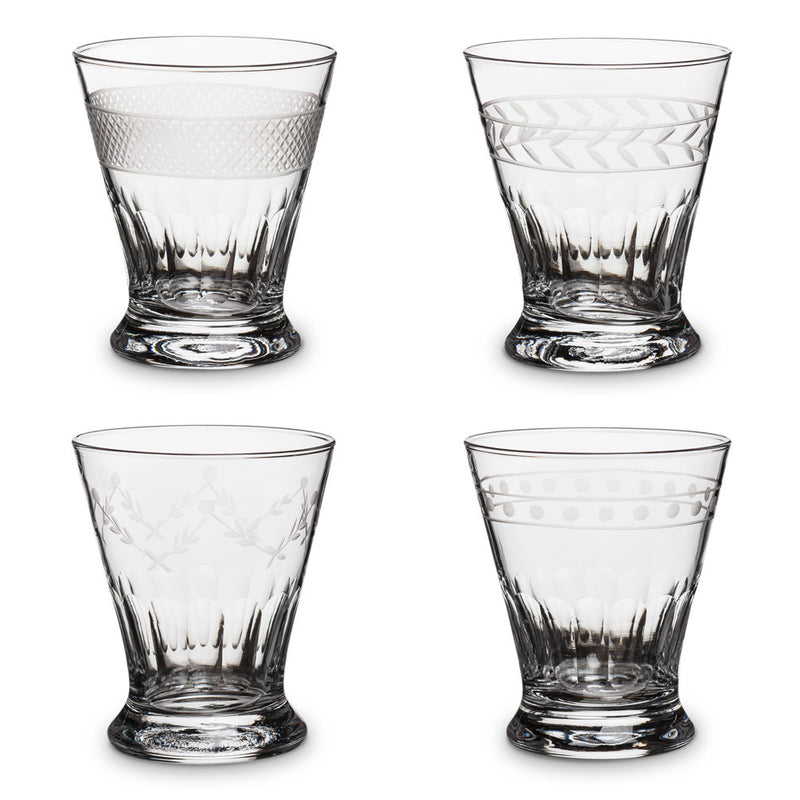  Old fashioned Glass with Etching, AC-Abbott Collection, Putti Fine Furnishings