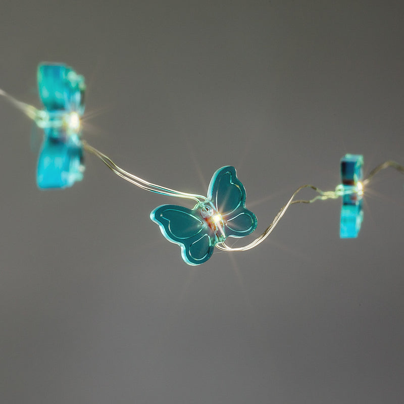 Aqua Blue Butterfly LED Light String-Accessories-AC-Abbott Collection-Putti Fine Furnishings