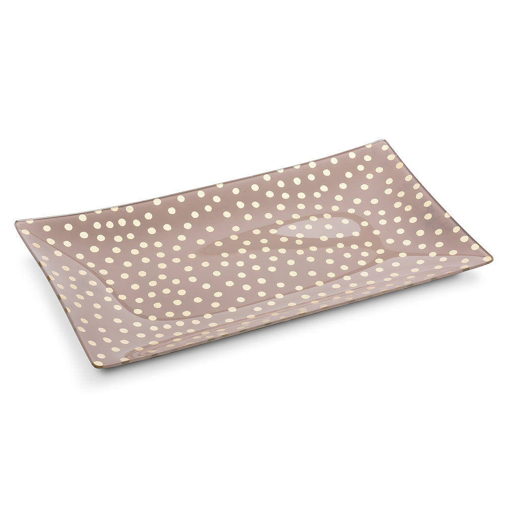 Large Rectangle Pink Plate with Dots | Putti Fine Furnishings 