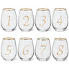Gold Number Stemless Goblets – Set of 8, AC-Abbott Collection, Putti Fine Furnishings
