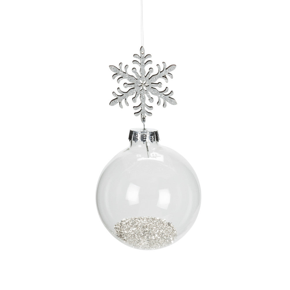 Snowflake and Ball Ornament with Silver Dust -  Christmas - AC-Abbot Collection - Putti Fine Furnishings Toronto Canada