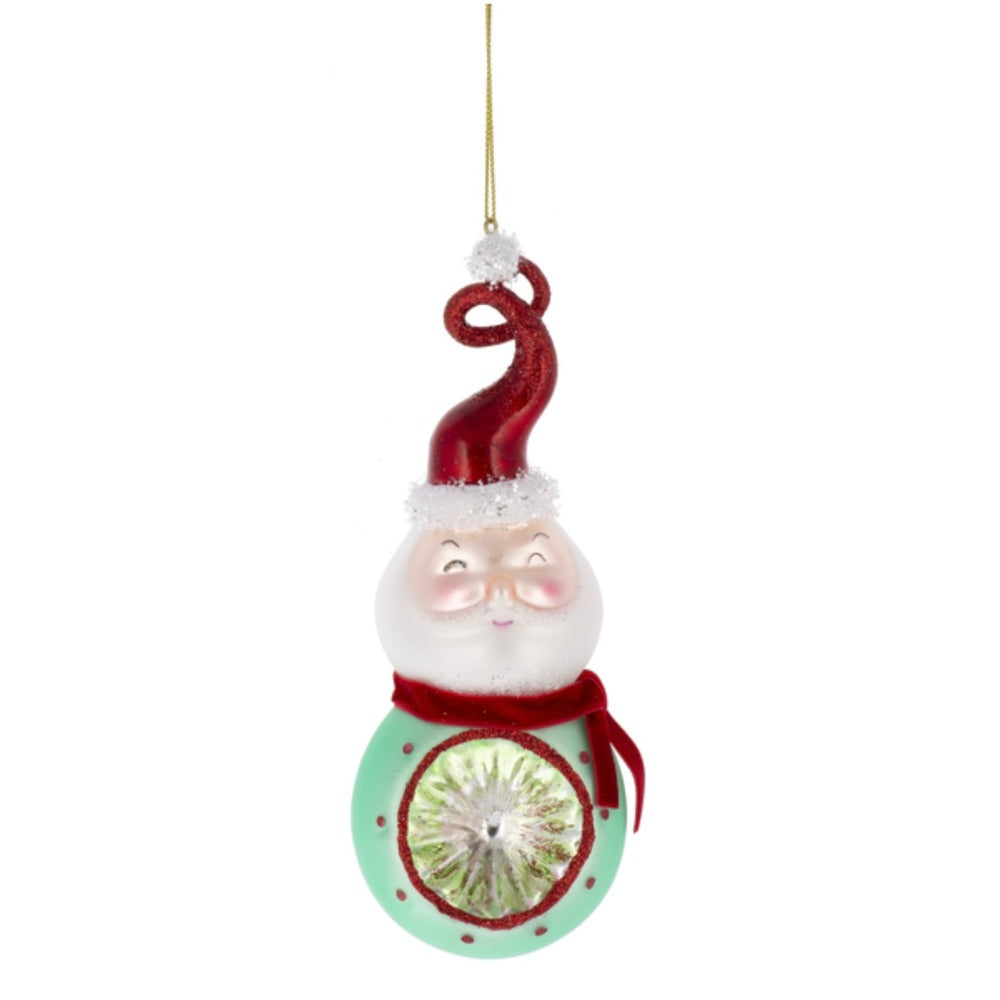 Retro Santa Head Glass Reflector Ornament | Putti Christmas Canada 